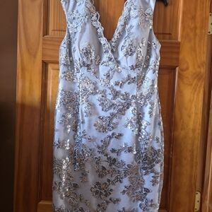 Elegant Silver Lace Dress